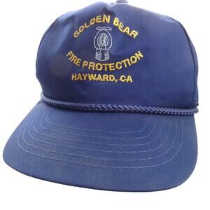 Vintage Golden Bear Fire Protection Hayward California Snapback Trucker Hat Blue
